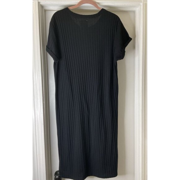 Chaser Black Midi Ribbed Bodycon Dress Size L - Picture 2 of 5